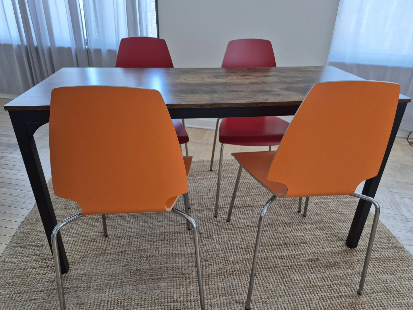 Wood Top Dining Table with Metal Legs