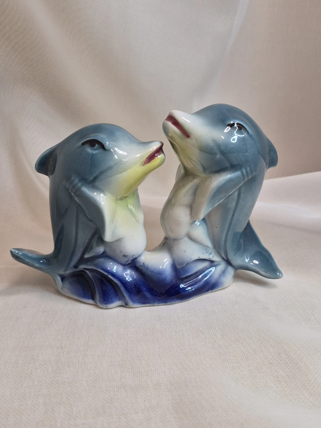 So Cute Porcelain Dolphins Figurine 5 1/2" x 4" - Brazil