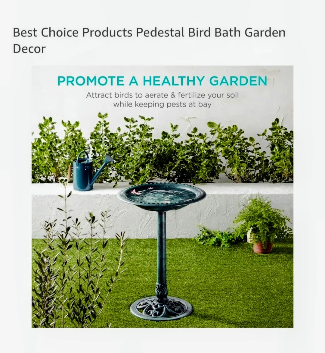 Best Choice Products Pedestal Bird Bath Garden Decor