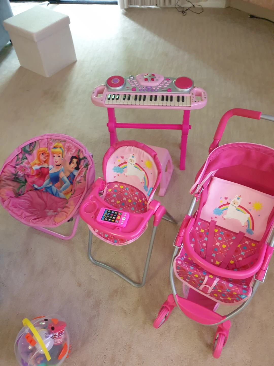 Pink Kids Electronic Keyboard with Stand and Stool