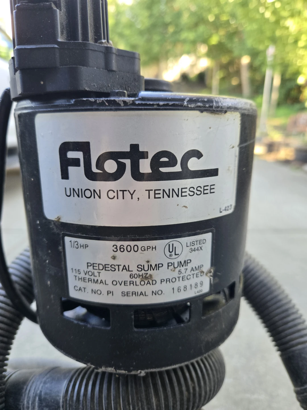 Flotec Pedestal Sump Pump 1/3 HP