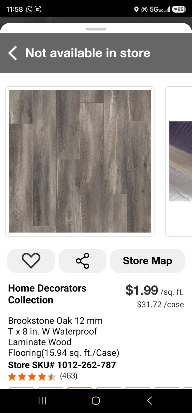 Home decorator Brookstone oak 12mm  waterproof laminate flooring