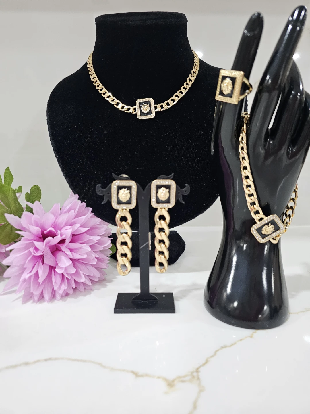 Gold lion head Necklace set - photo 5