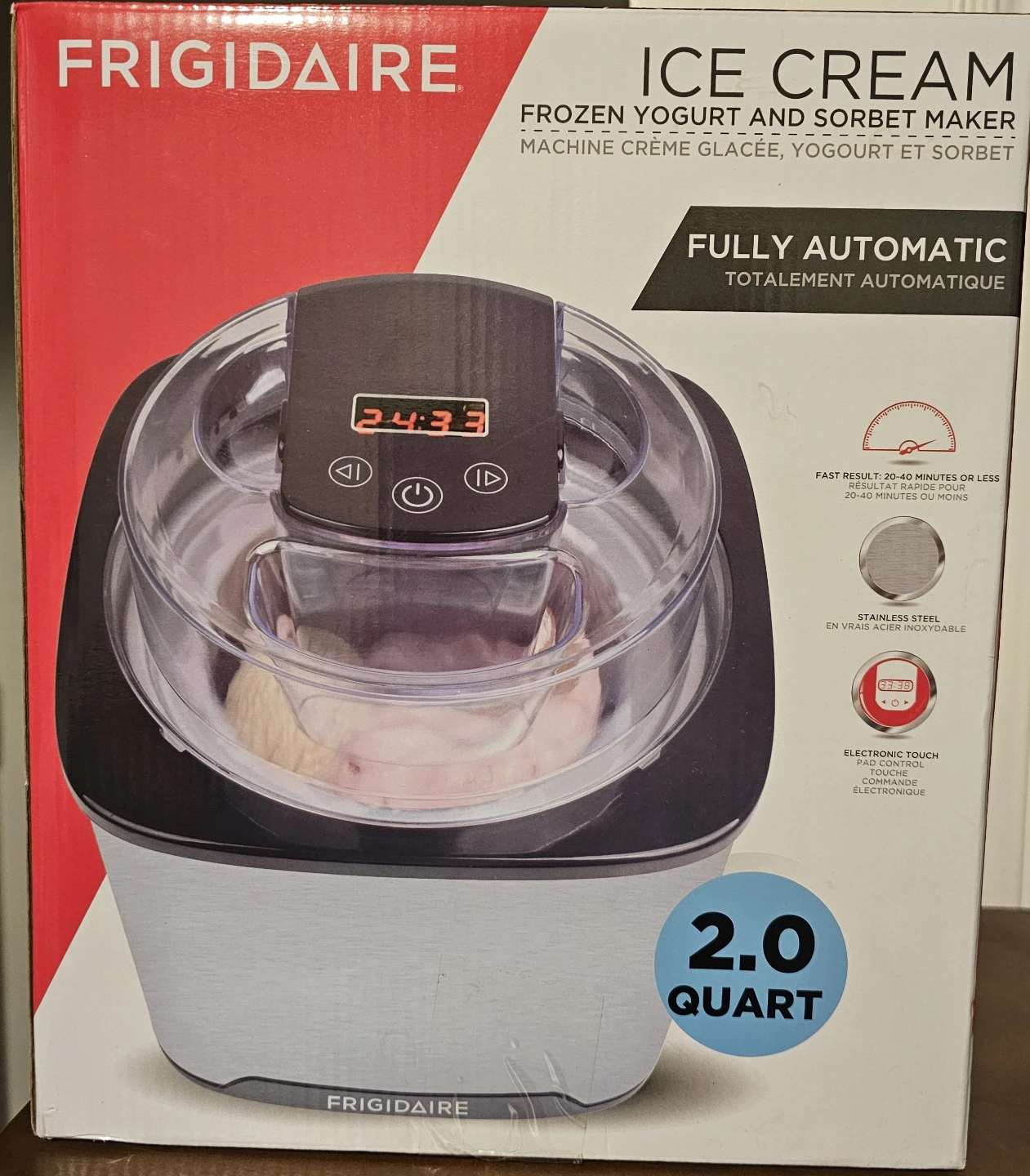 NEW - Frigidaire 2.0 Quart Ice Cream Maker