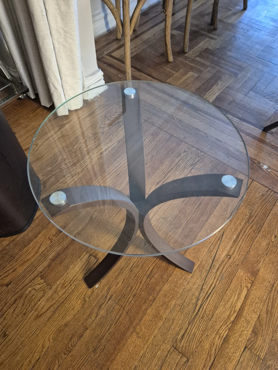 Round Glass Top Side Table