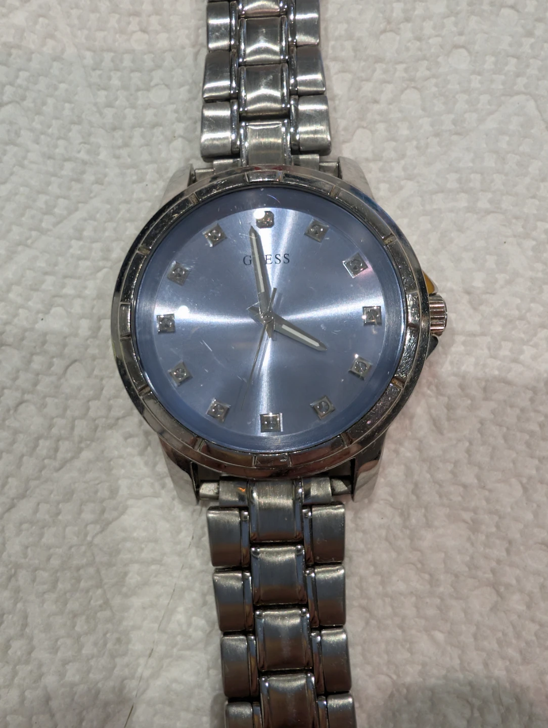 GUESS Mens Watch - Silver Tone Diamond Blue - photo 3