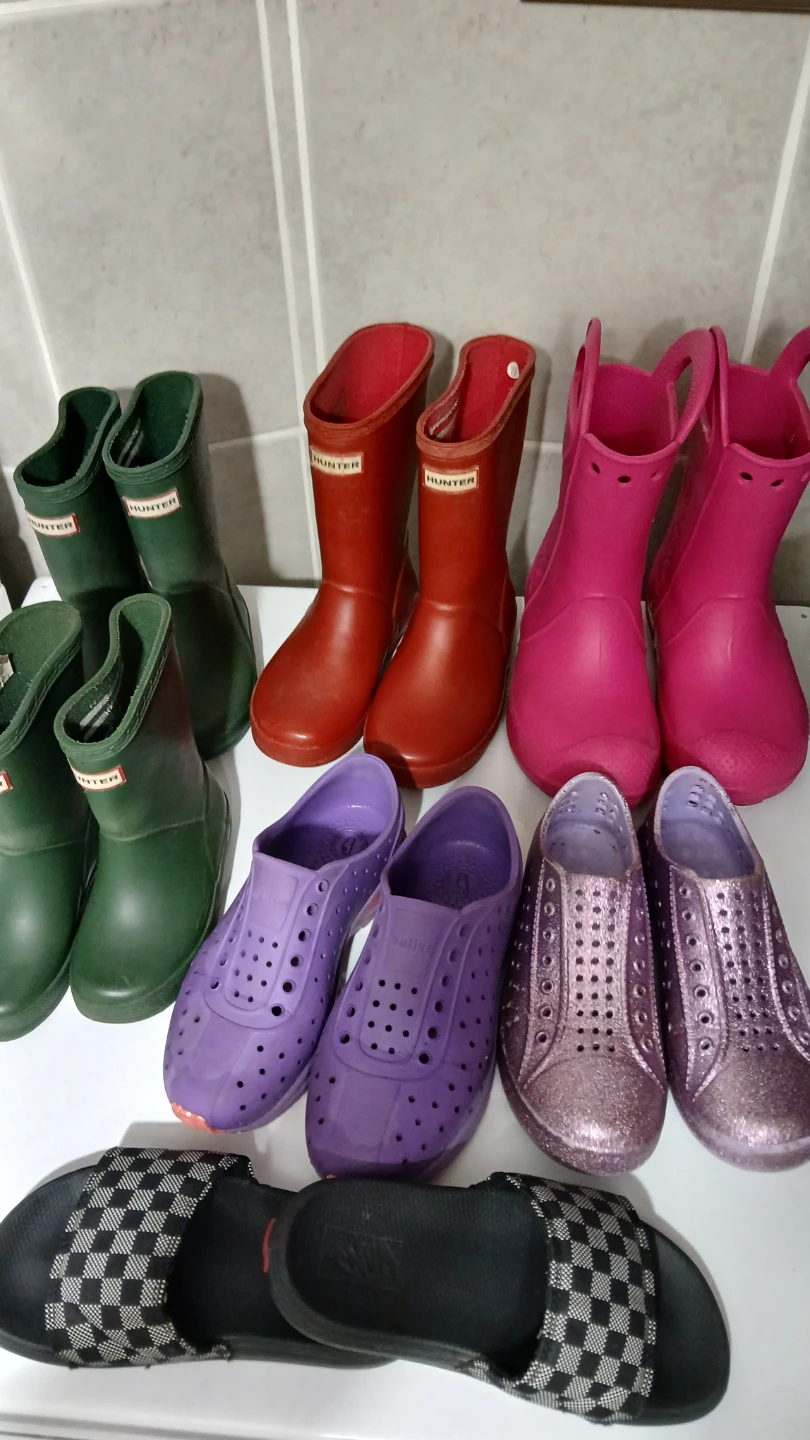 Collection of 7 kids boots and shoes for $10.00