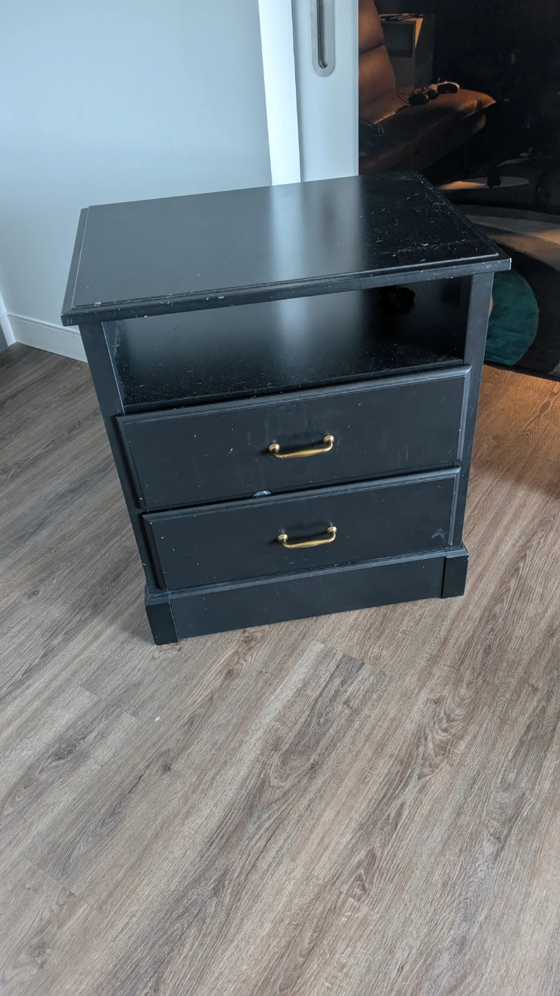 Black 2-Drawer Nightstand - photo 3