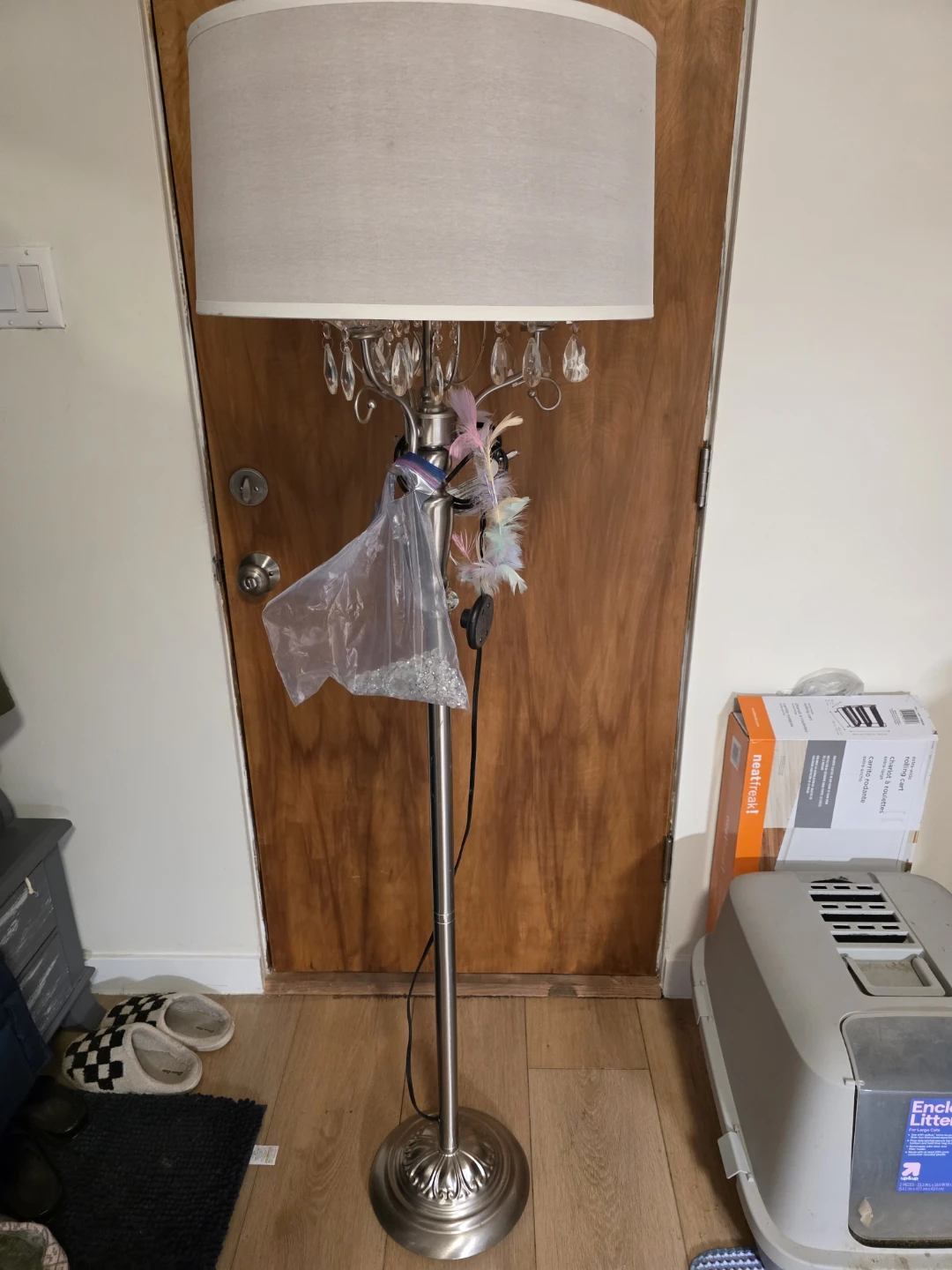 Silver Floor Lamp with Crystal Accents
