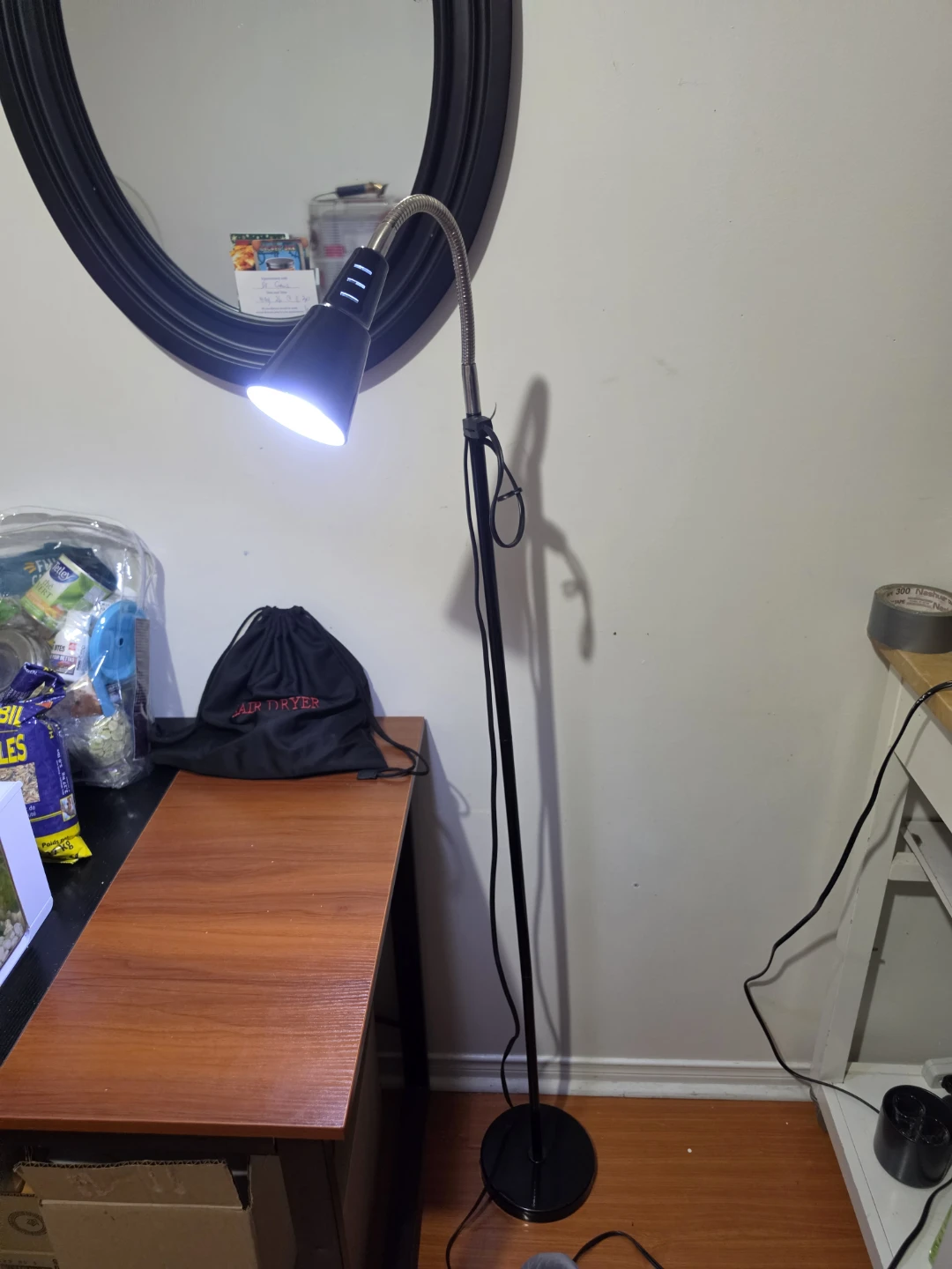 Black Floor Lamp with Flexible Neck