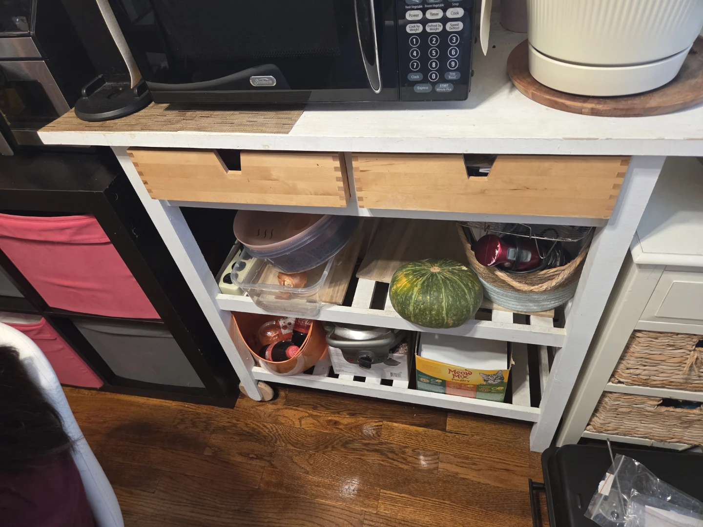 Kitchen Cart with Storage Drawers and Shelves