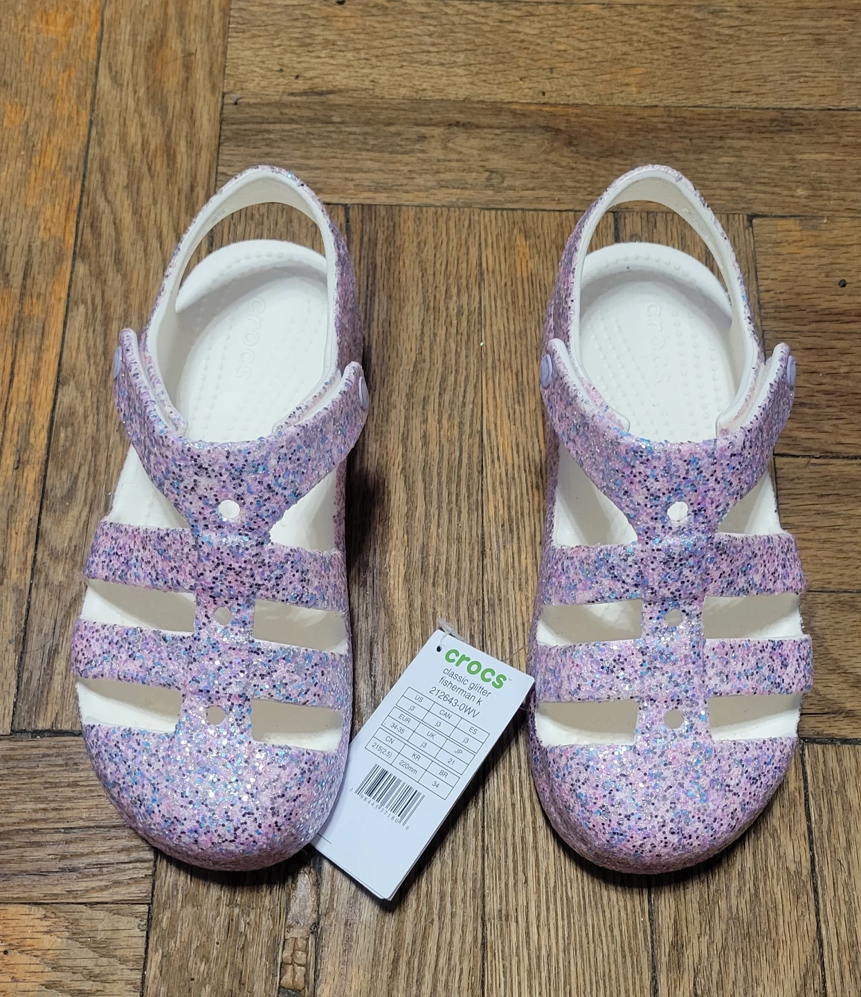 Crocs Classic Glitter Fisherman K Sandals Big Kids Size 3 Purple - photo 3