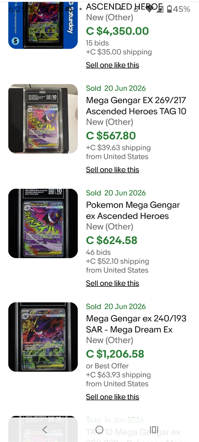 Mega Gengar EX 269/217 Ascended Heroes TAG 10 Pokemon Card - photo 3