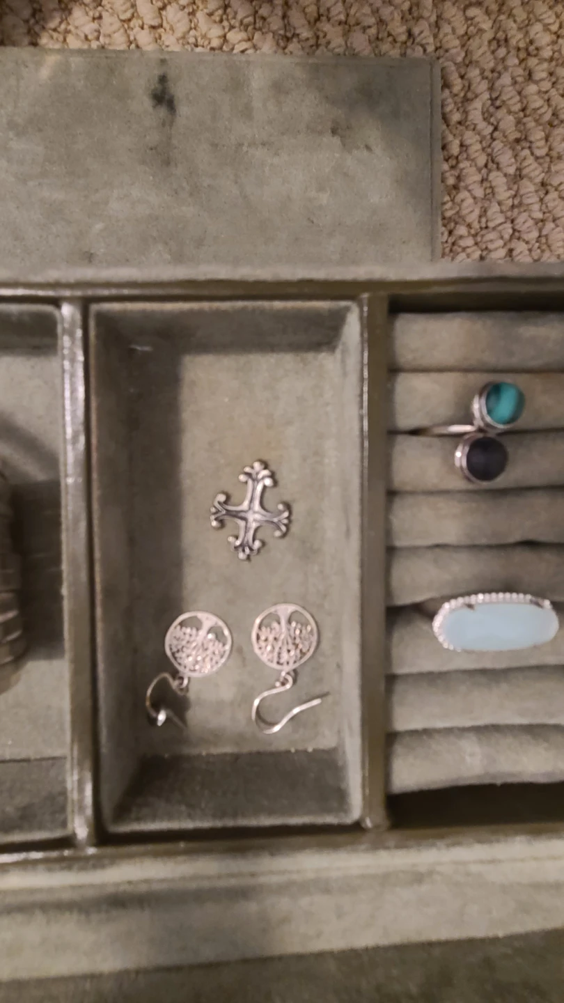 Silver Tone Bracelet, Earrings, Pendant & Rings