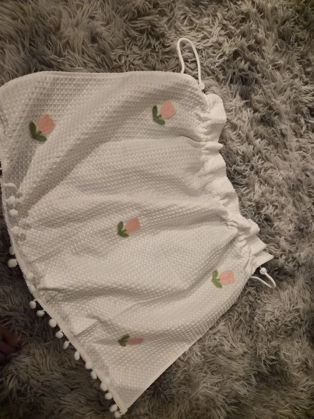 ⚽️White Embroidered Car Sun Shade with Pink Tulips - photo 2