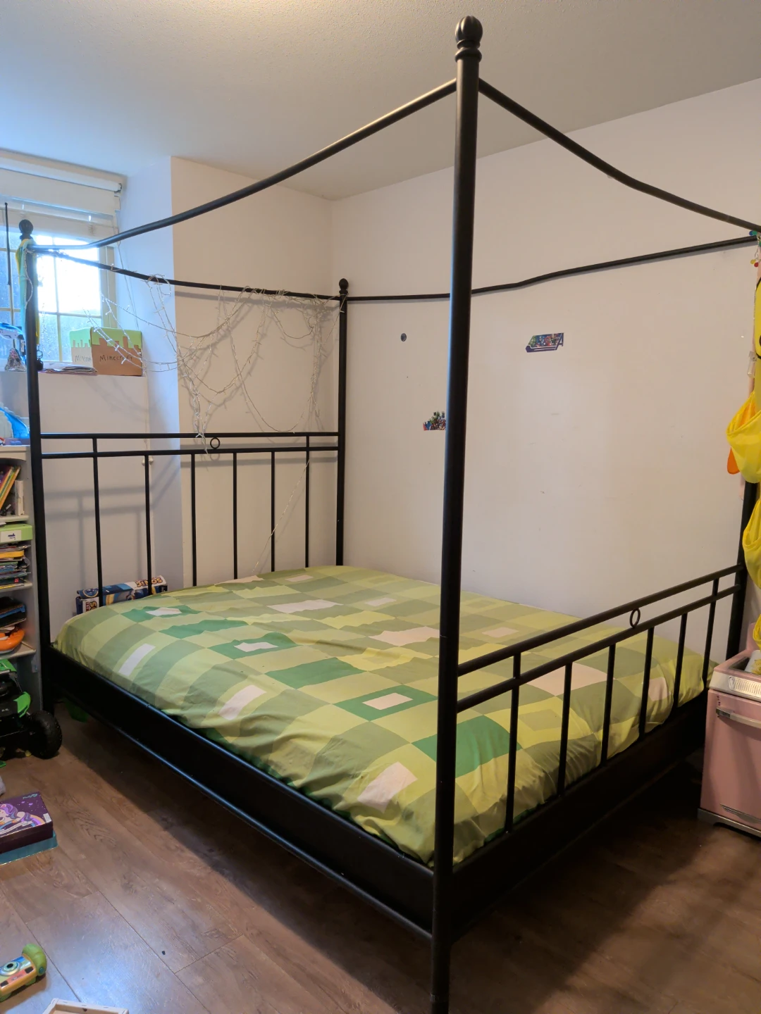 Black Metal Canopy Bed Frame - photo 2