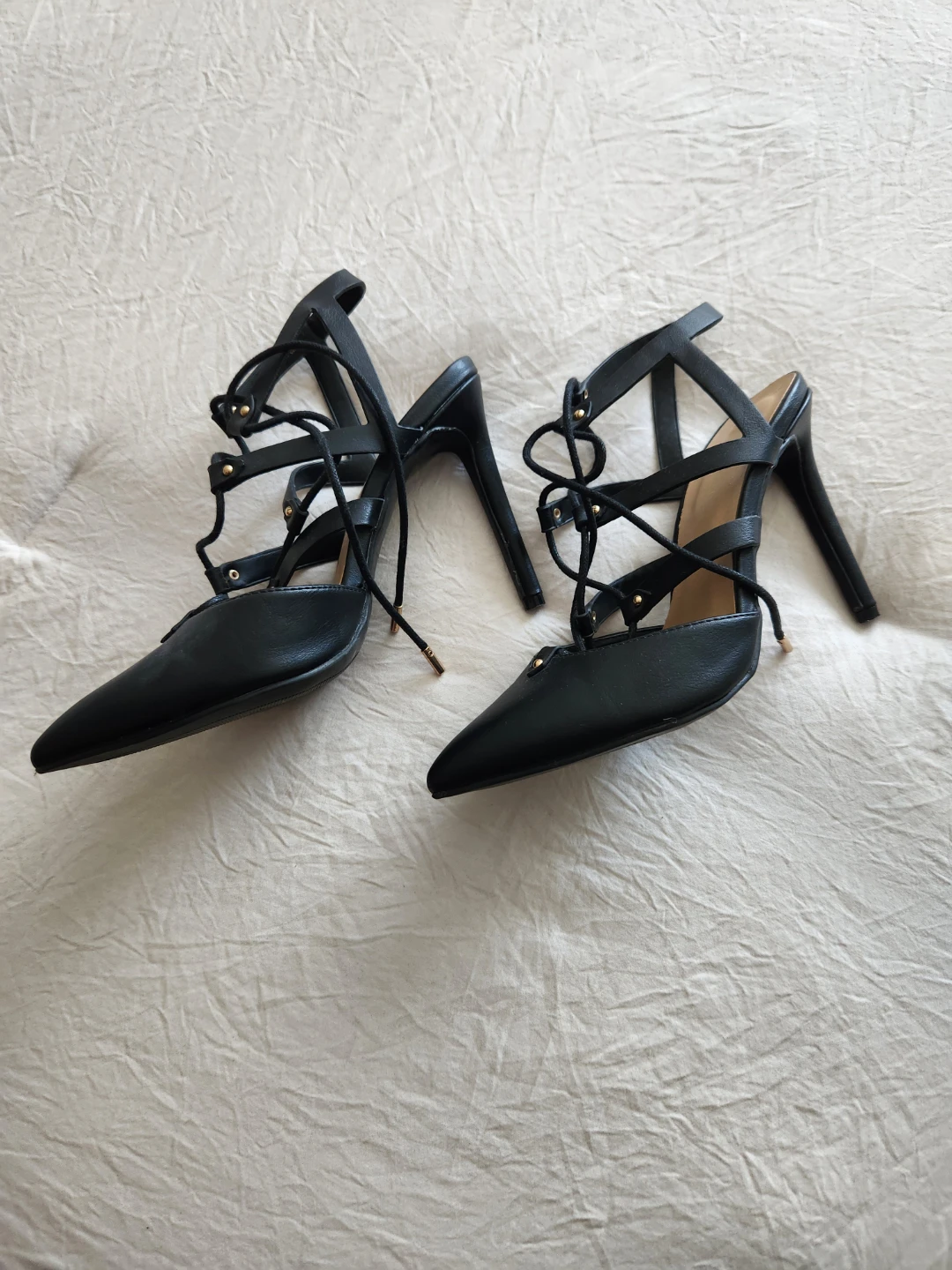 Le Chateau Black Lace-Up Stiletto Heels - photo 2