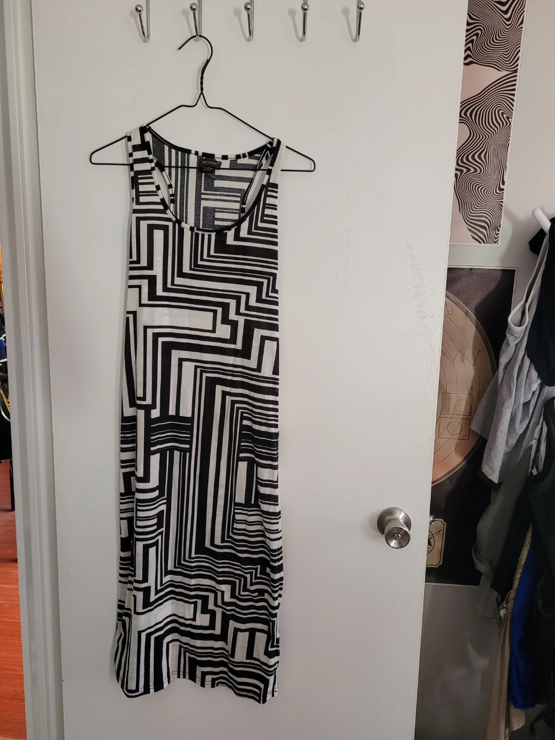 Black and White Geometric Print Tank Dress