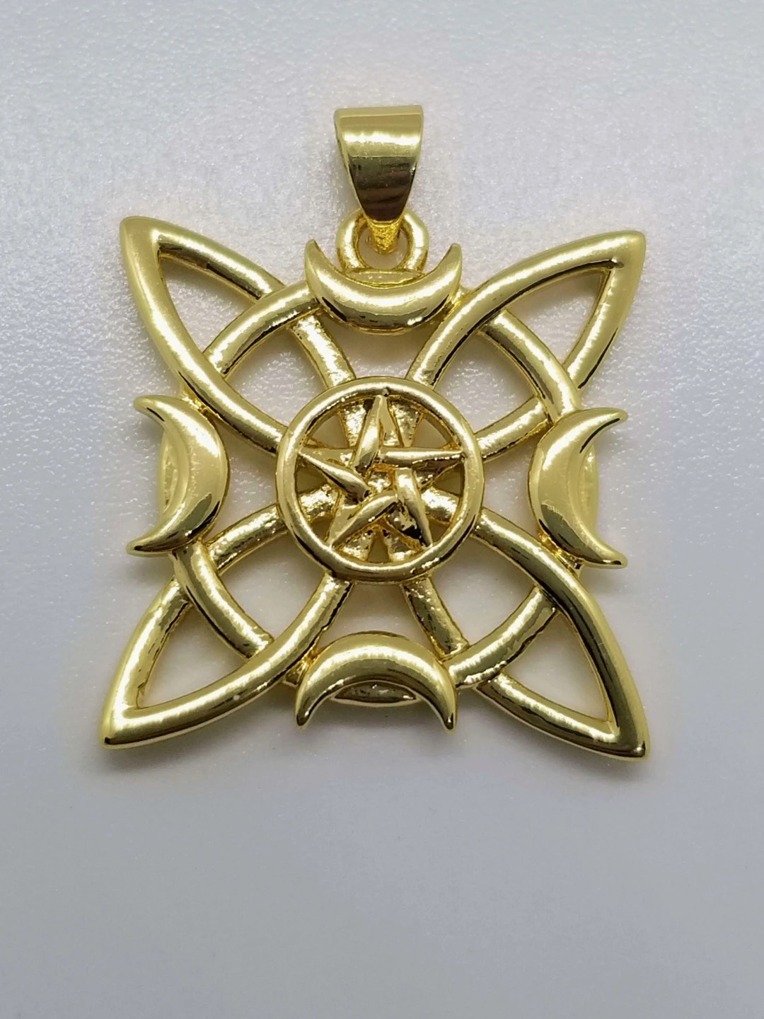 "Gold plated" Triple Moon Pentacle Pendant