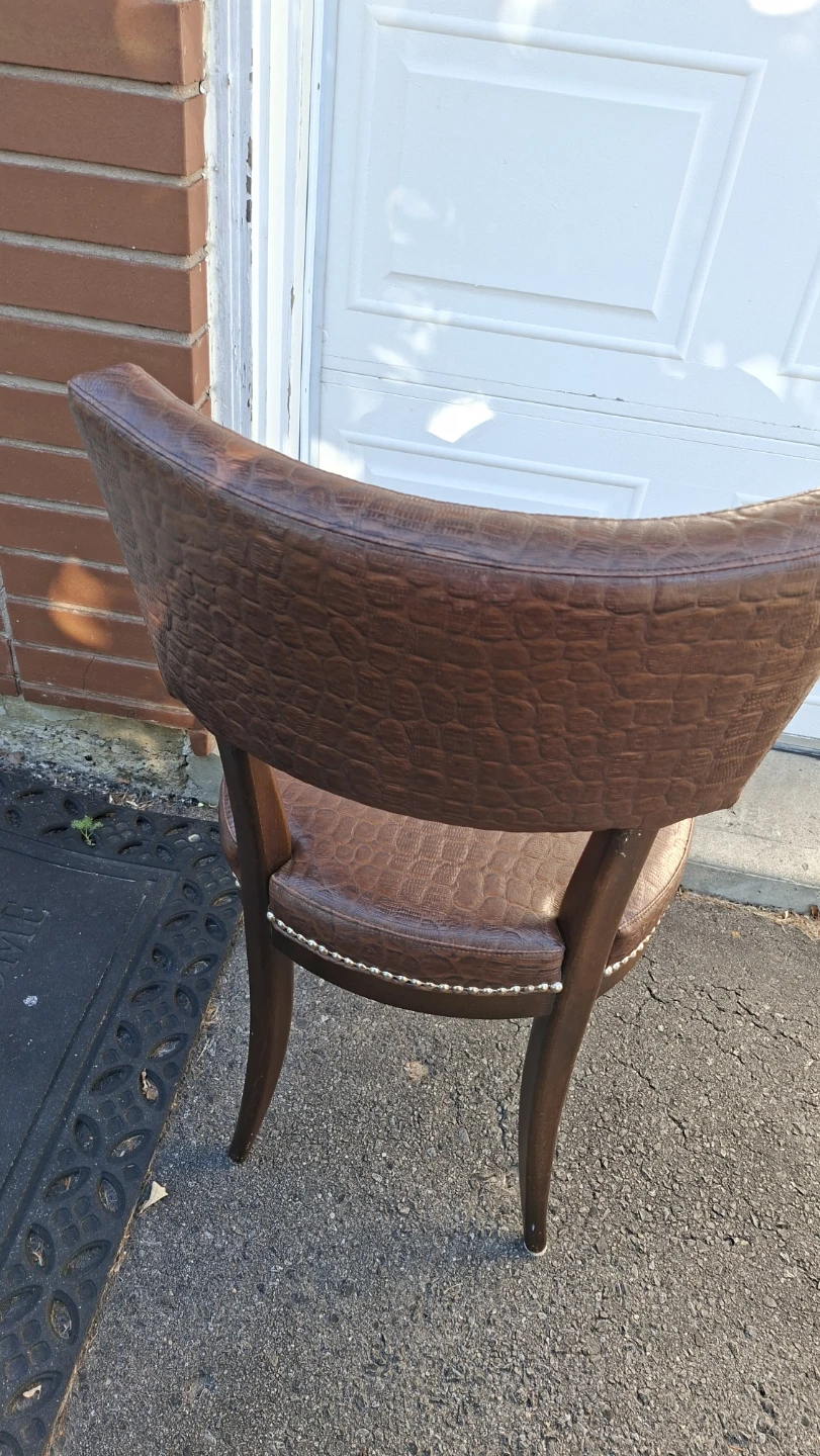 Brown Faux Croc Accent Chair with Studding - photo 4