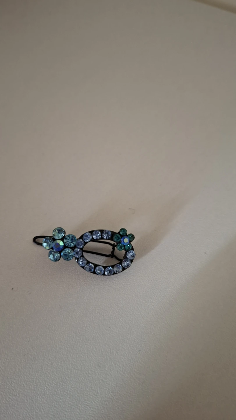Blue Rhinestone Flower Hair Clip