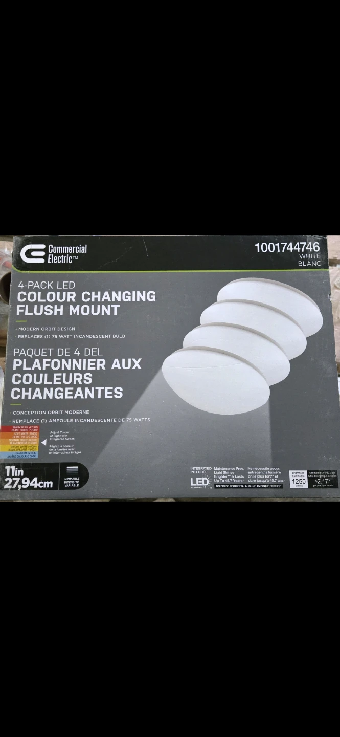 4-Pack LED Colour Changing Flush Mount Lights
