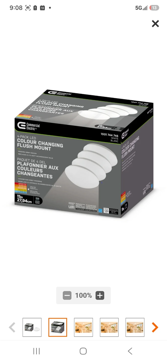 4-Pack LED Colour Changing Flush Mount Lights - photo 2