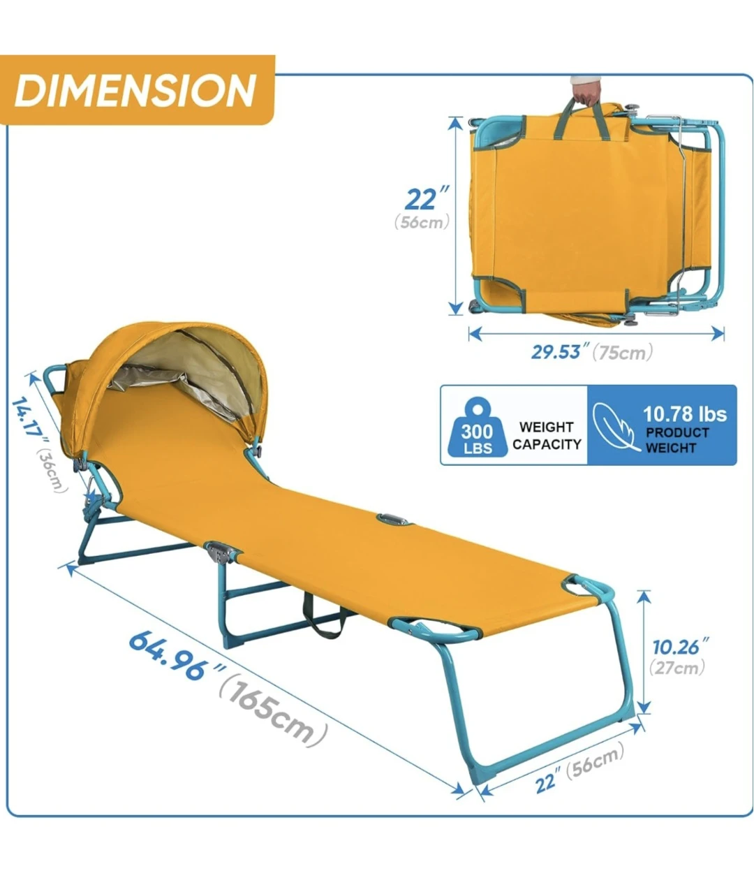 Beach bed / Foldable Lounge Chair with Canopy - photo 2