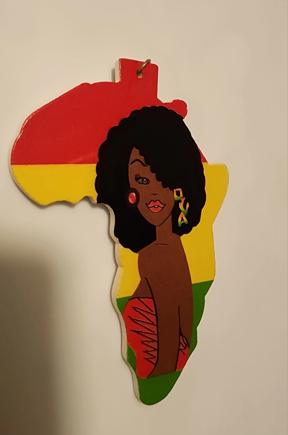 Wooden Africa Map Pendant with Woman