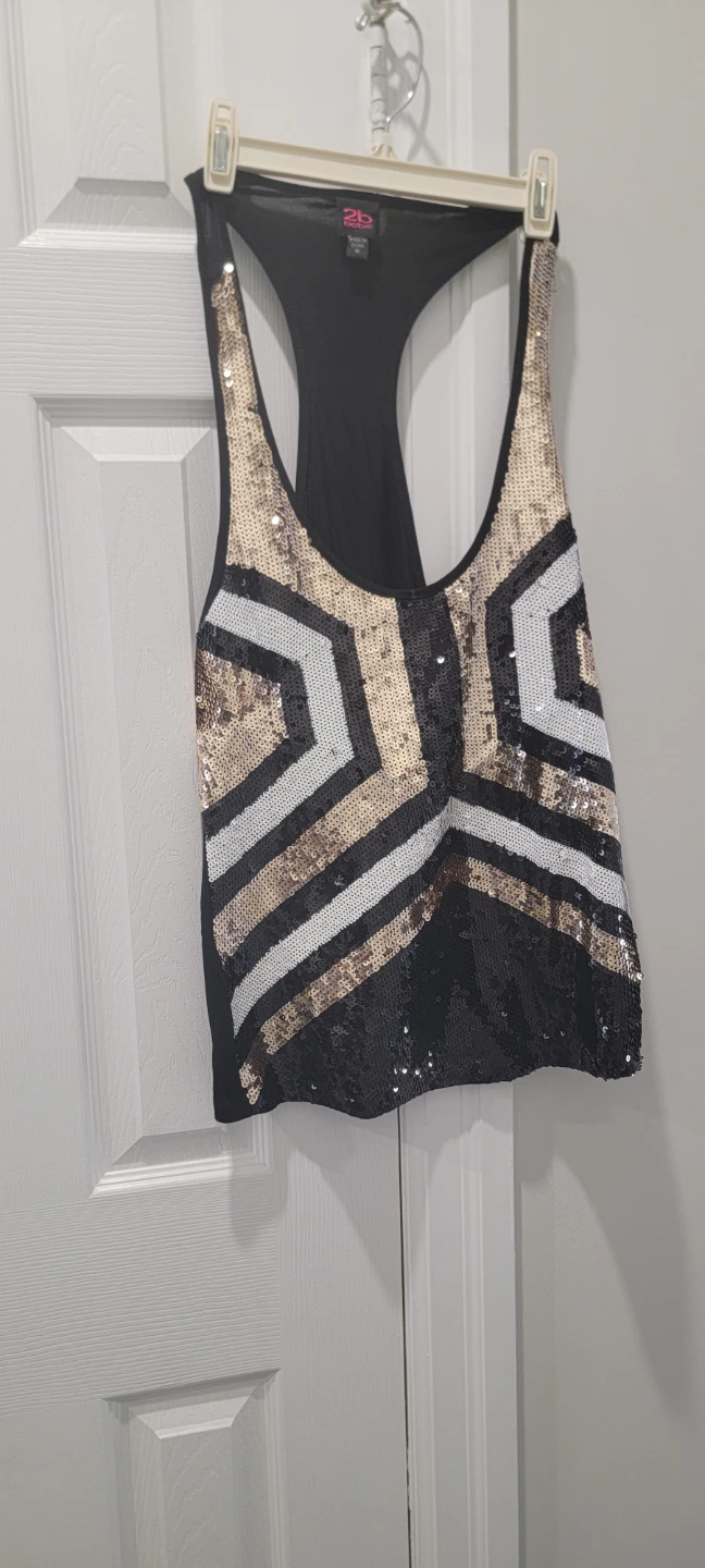 2B Bebe Tank Top Sequins Size M