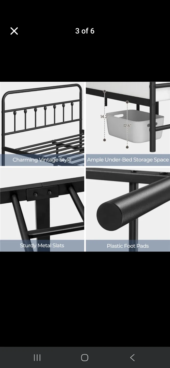 Queen Size Black Iron Platform Bed Frame – Excellent Condition - photo 3