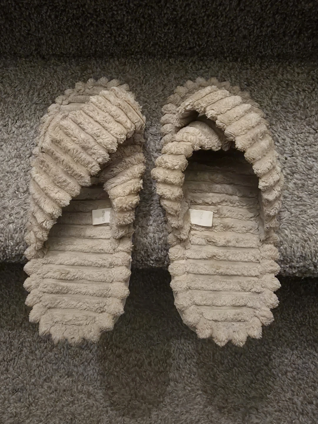 Cozy Beige Corduroy Slippers