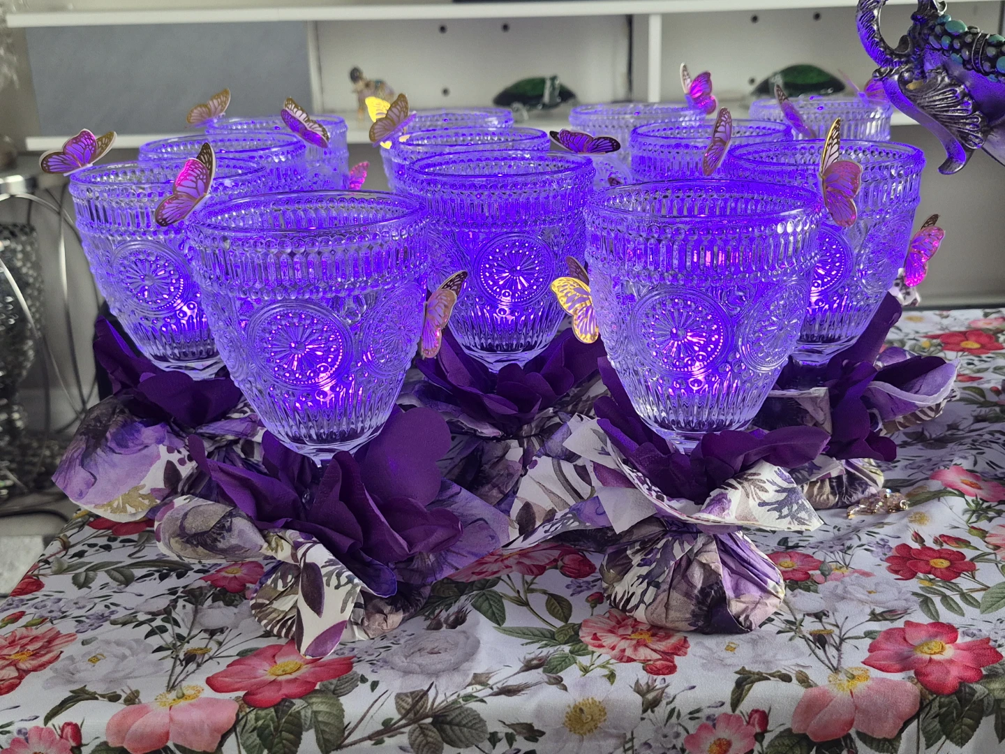 Set of 10 Decorative Glass Votive Holders with Butterflies - photo 2