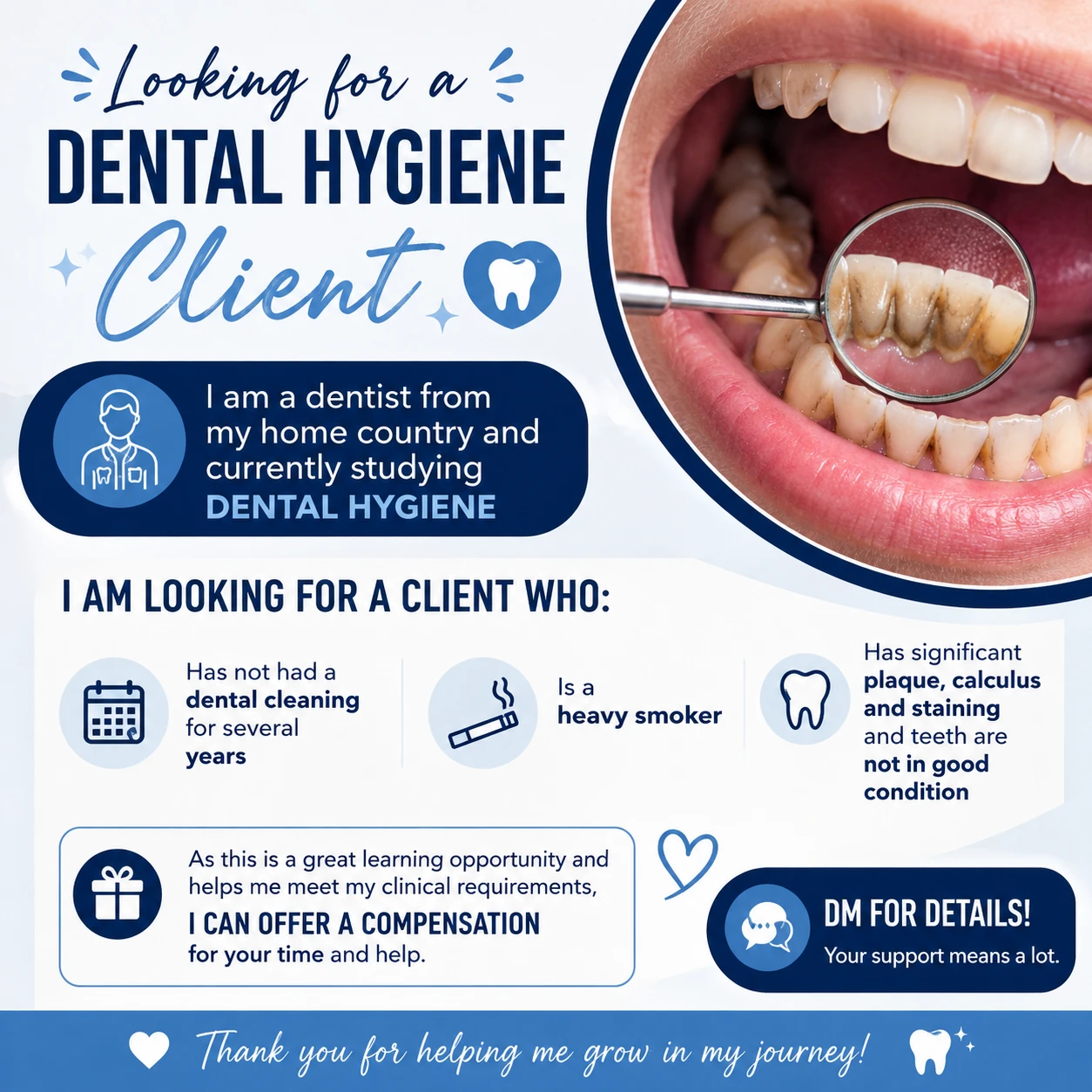 Looking for a Dental Hygiene Client