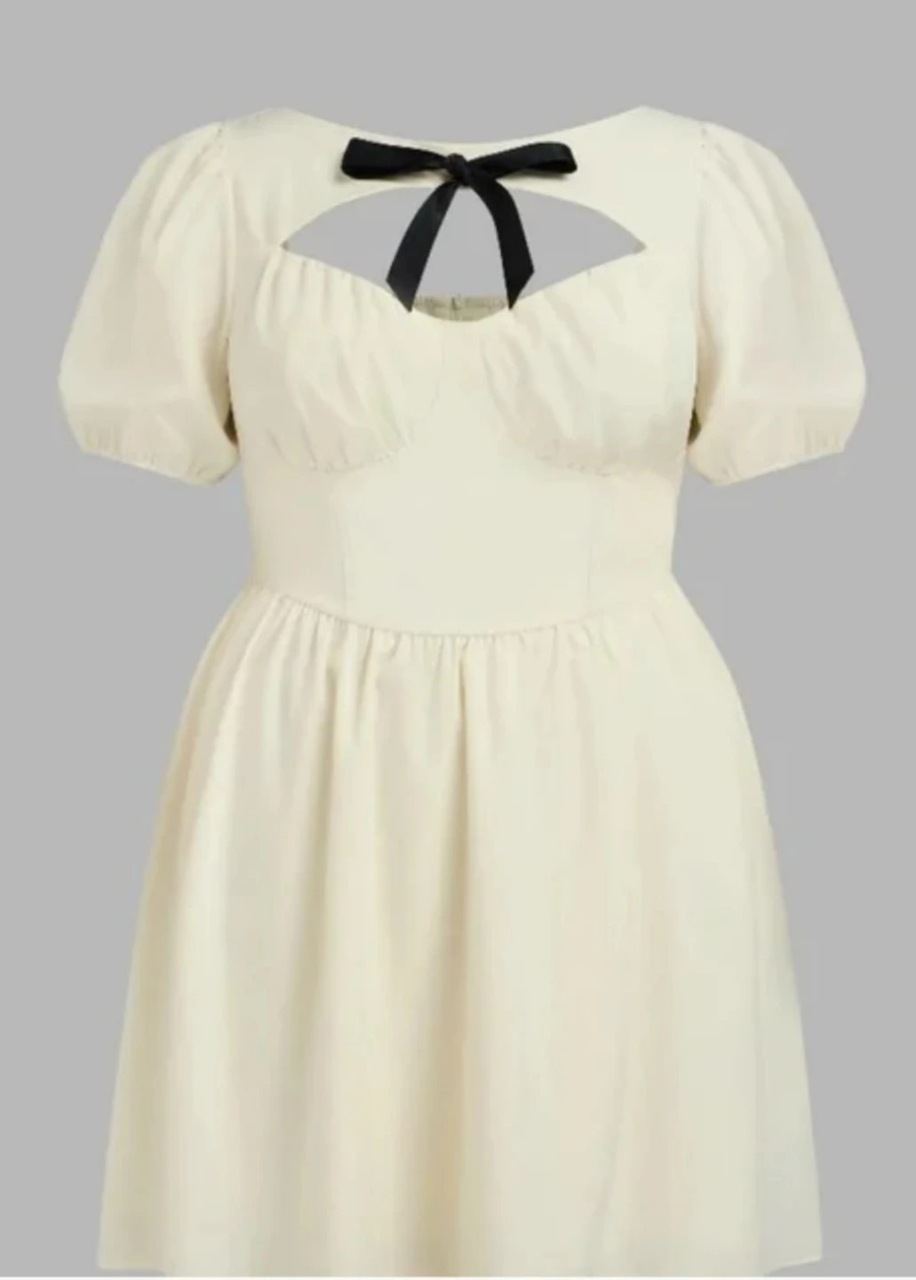 Women's Puff Sleeve Cutout Dress with Bow - photo 3