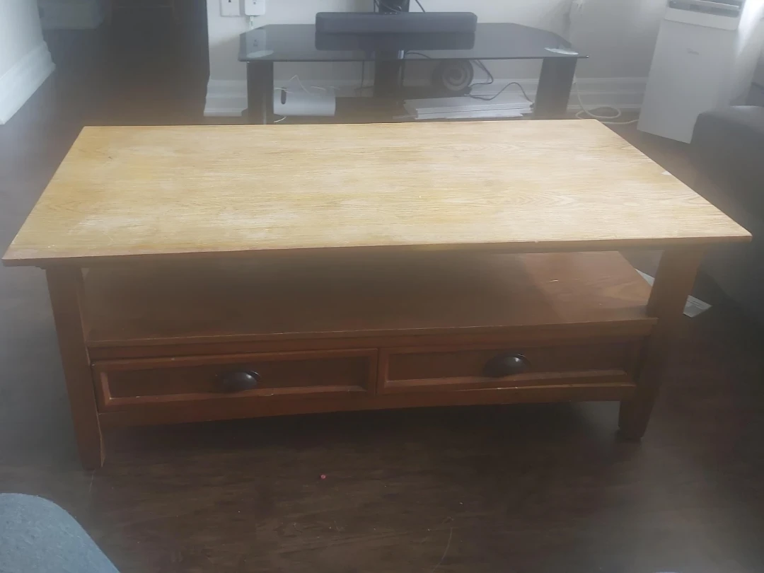 Wooden Coffee Table with Drawers