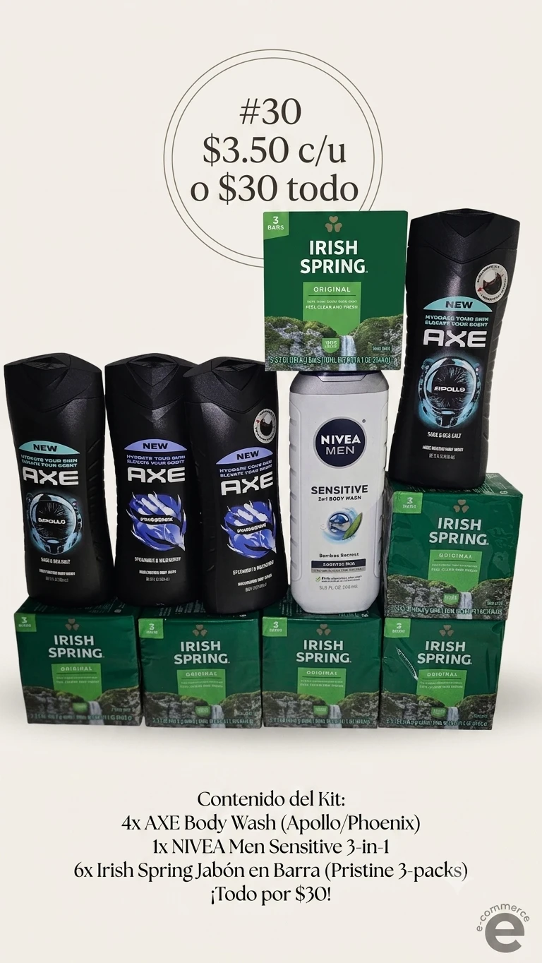 AXE, NIVEA Men, Irish Spring Body Wash & Soap Bundle