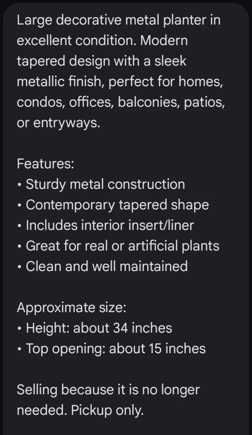 Large Metal Planter - photo 4