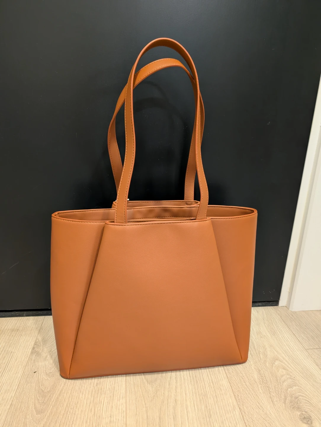 Apryl Brown Faux Leather Tote Bag
