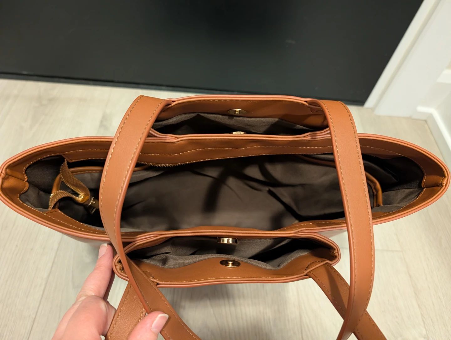 Apryl Brown Faux Leather Tote Bag - photo 3