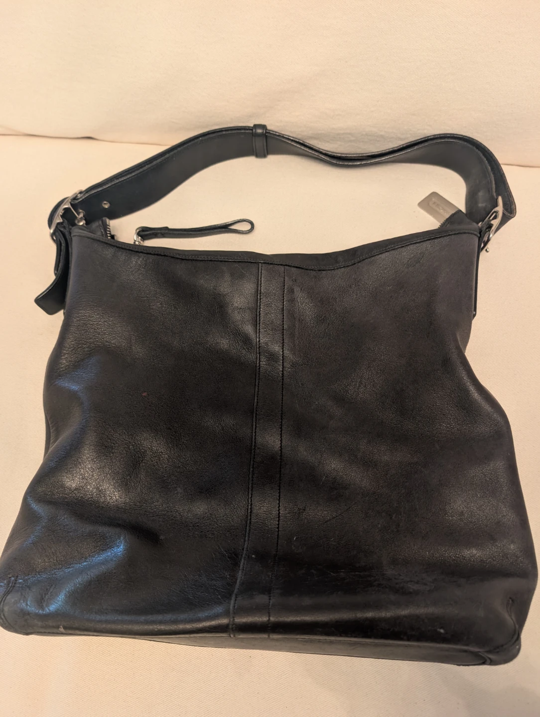 Y2K COACH Legacy black leather Top zip Large Slim Duffle Sac