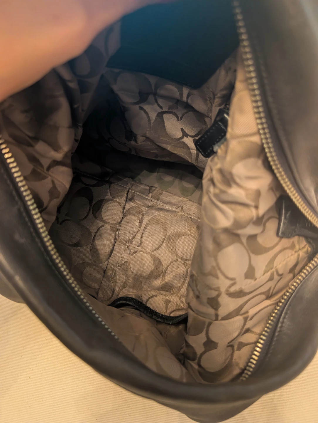 Y2K COACH Legacy black leather Top zip Large Slim Duffle Sac - photo 5