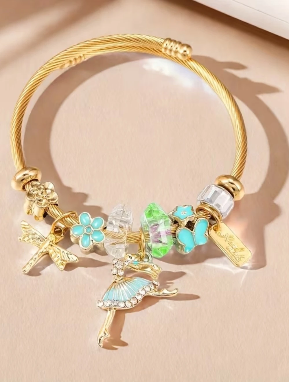 Gold Charm Bracelet with Ballerina