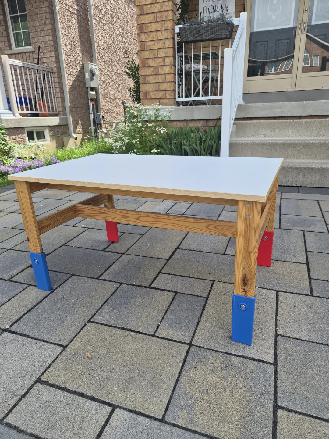 Wooden Table with White Top