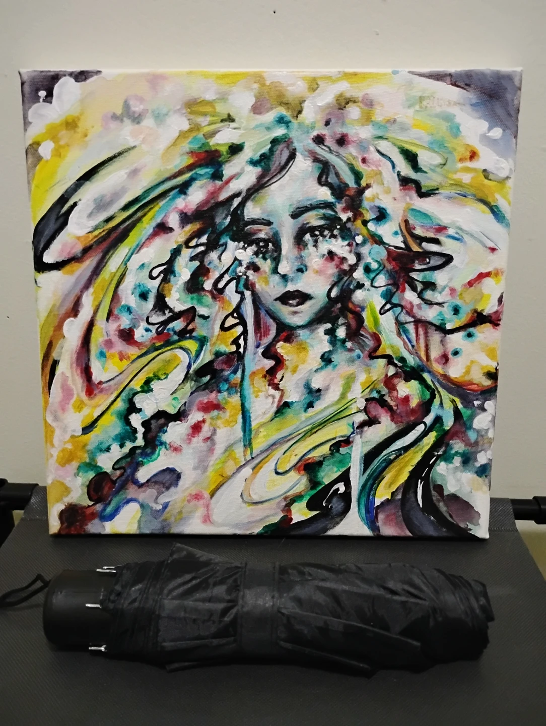 10x10 Abstract Woman Portrait Canvas Painting