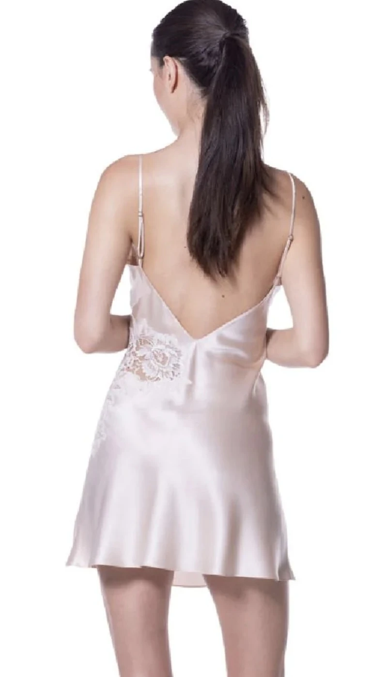CHRISTINE LINGERIE Venus Lace-Trim Charmeuse Chemise - photo 3