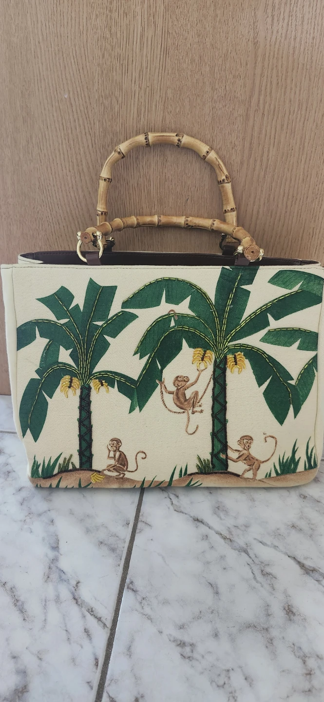 Choice of bamboo handle canvas beaded tote Bags - photo 3