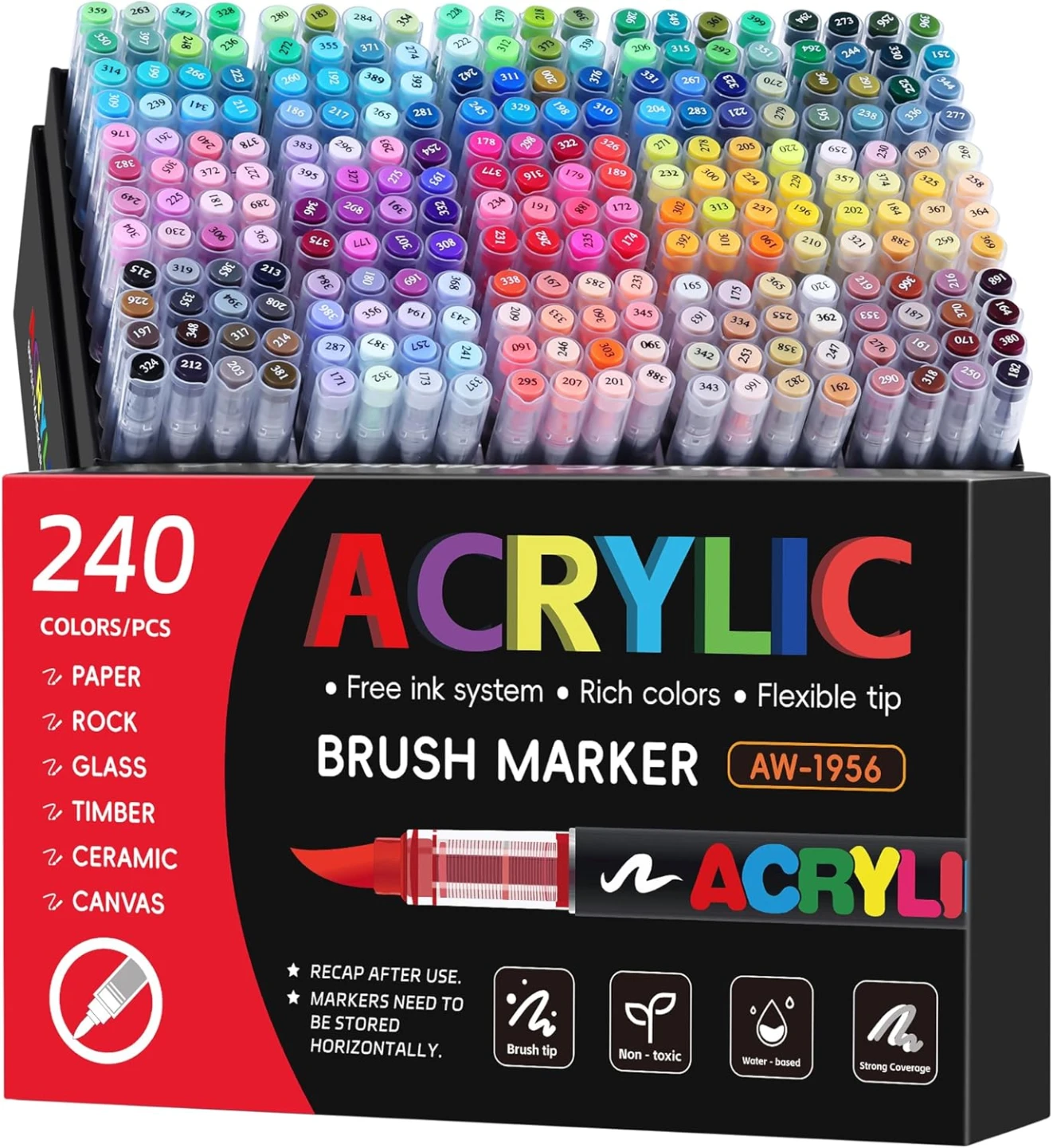 Tongfushop 240 Colors Acrylic Paint Markers