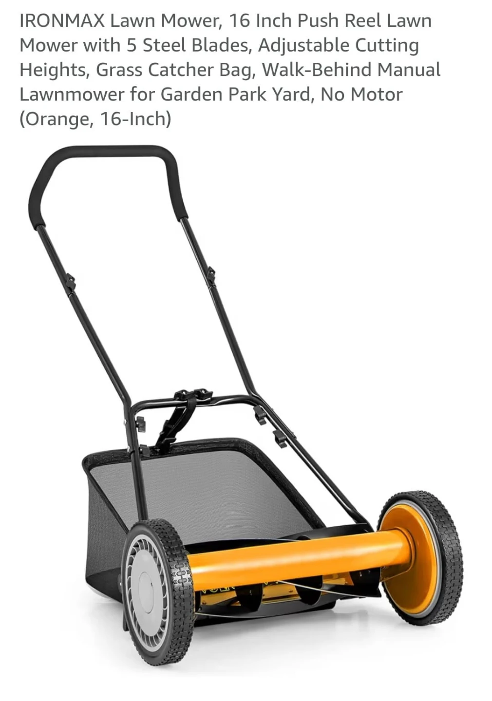 IRONMAX 16 Inch Push Reel Lawn Mower - photo 2