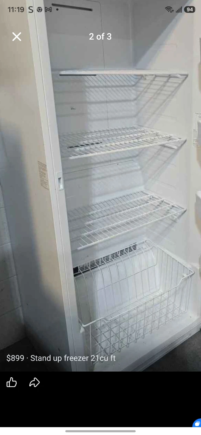 White Stand-Up Freezer - photo 2